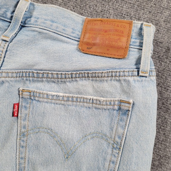 Levis 501 Cut Off Shorts Womens 28 Premium Distressed Denim High Rise Button Fly - Picture 3 of 9